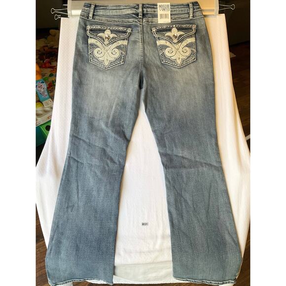 Indigo United Women Flared Jeans size 15 Blue Mid Rise Stretch Boot Cut NWT - Picture 11 of 11